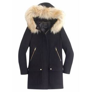 J. Crew Italian Stadium Cloth Wool Chateau Parka Coat Black Size 2